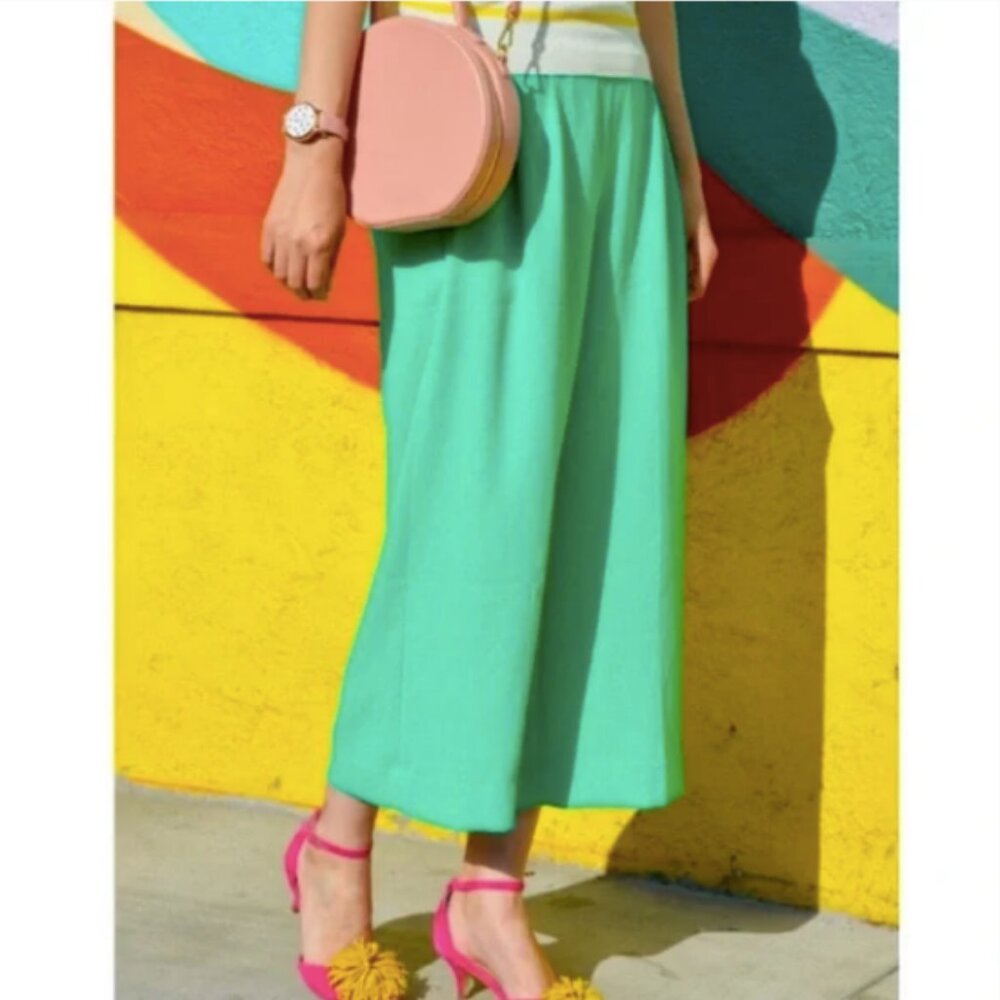 J. Crew Wide-leg Crop Pant In 365 Crepe Green